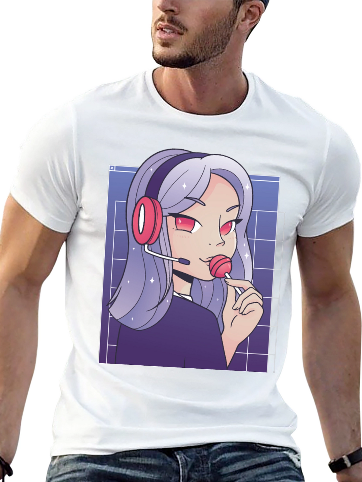 Anime Gamer Girl T-Shirt - Black Graphic Tee