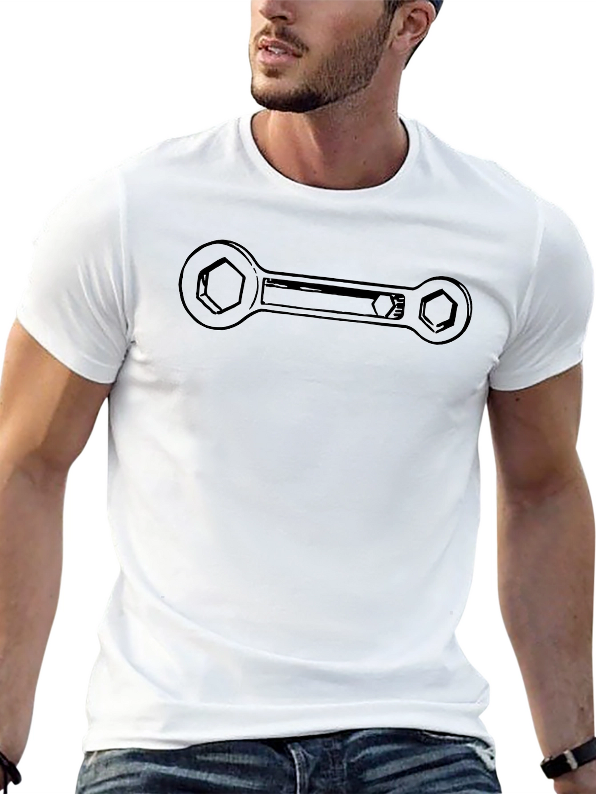 Wrench Graphic Tee - Mechanic Tool Black Shirt