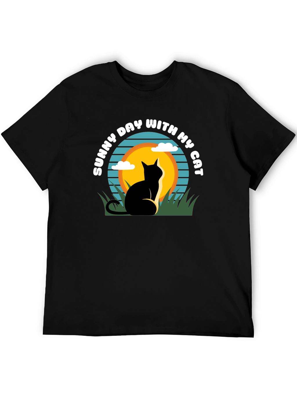 Sunny Day With My Cat Black T-Shirt
