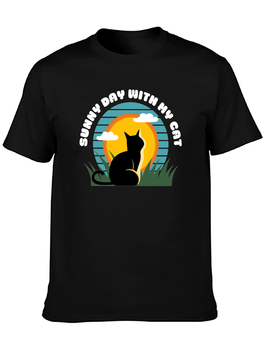 Sunny Day With My Cat Black T-Shirt
