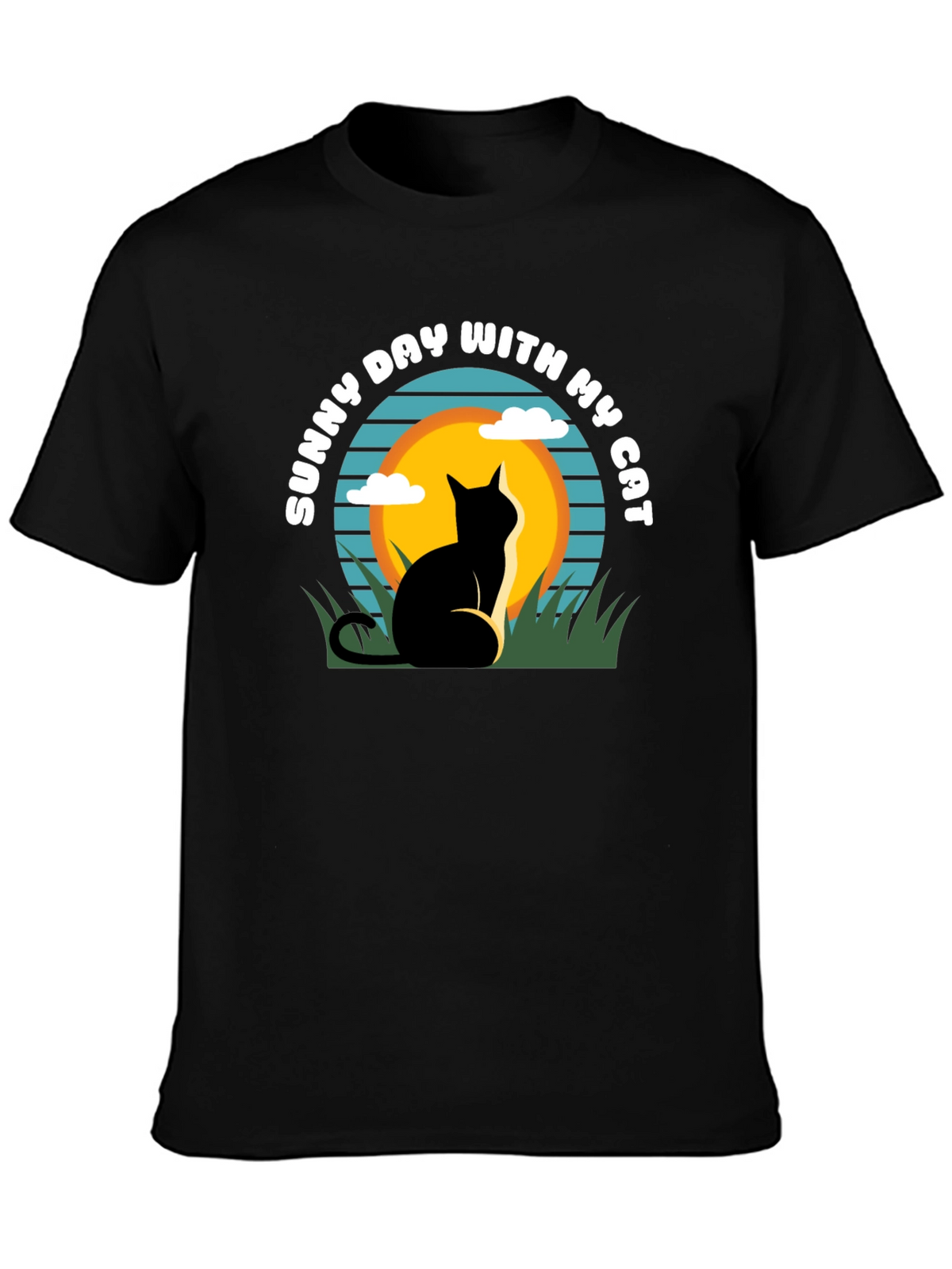 Sunny Day With My Cat Black T-Shirt