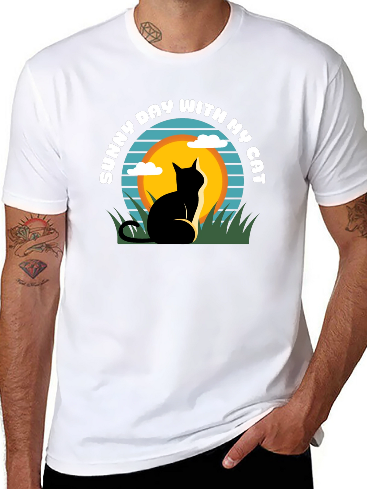 Sunny Day With My Cat Black T-Shirt