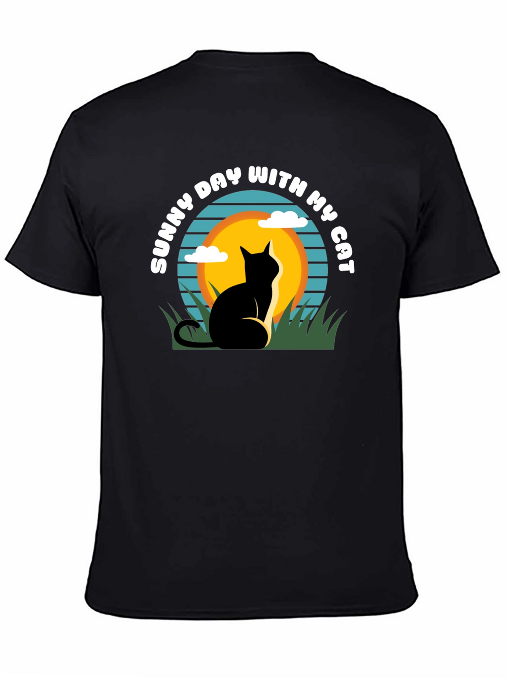 Sunny Day With My Cat Black T-Shirt
