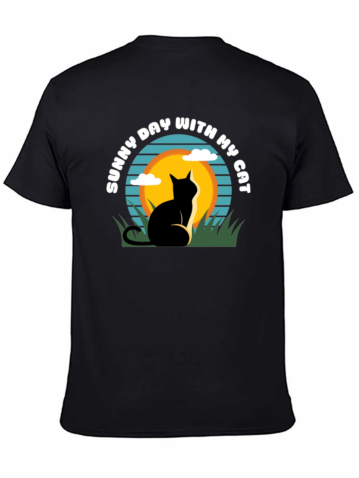Sunny Day With My Cat Black T-Shirt