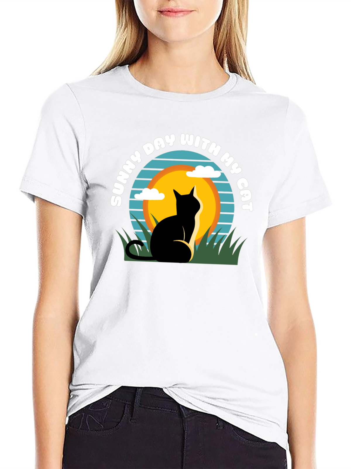 Sunny Day With My Cat Black T-Shirt