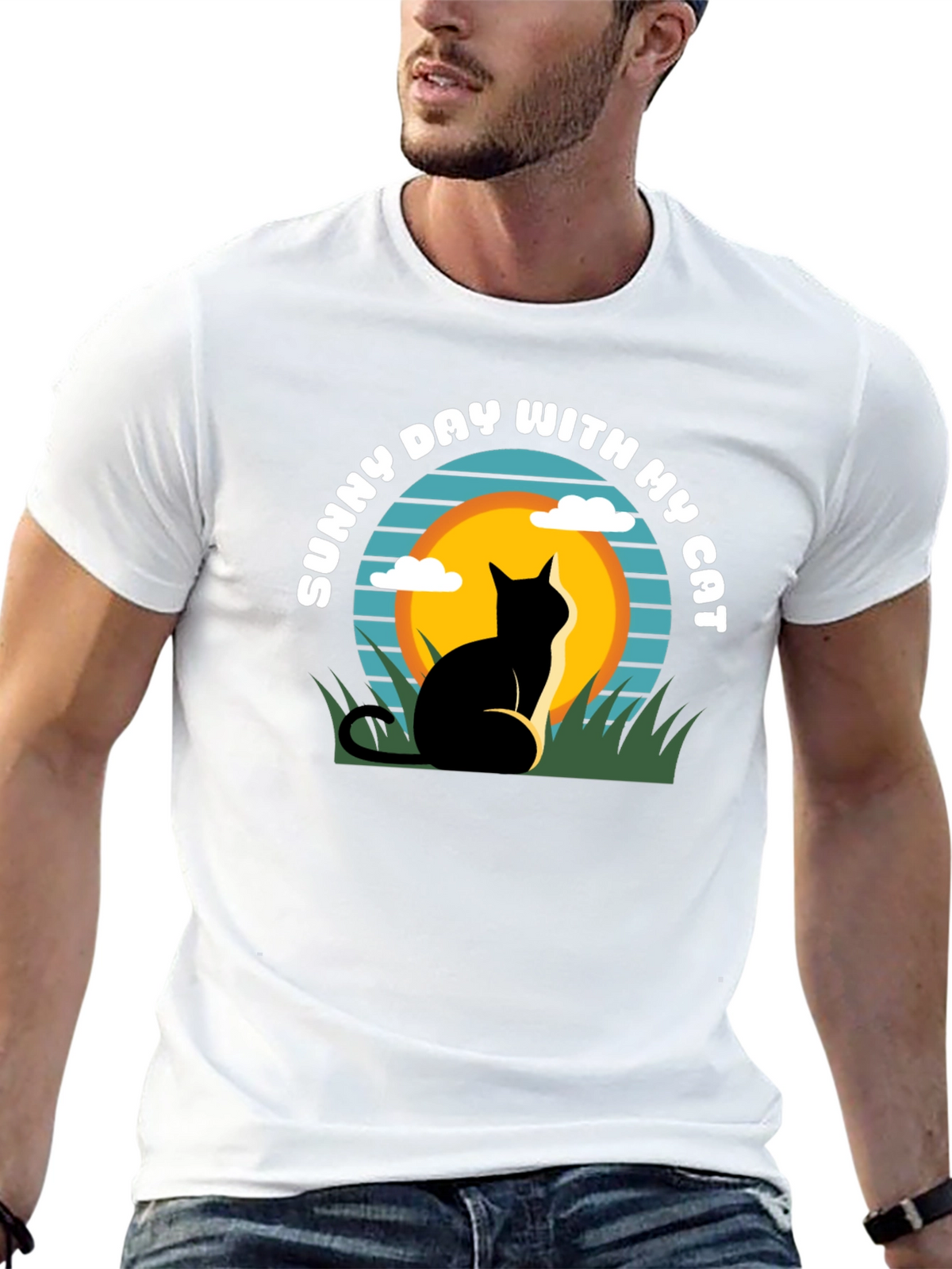 Sunny Day With My Cat Black T-Shirt
