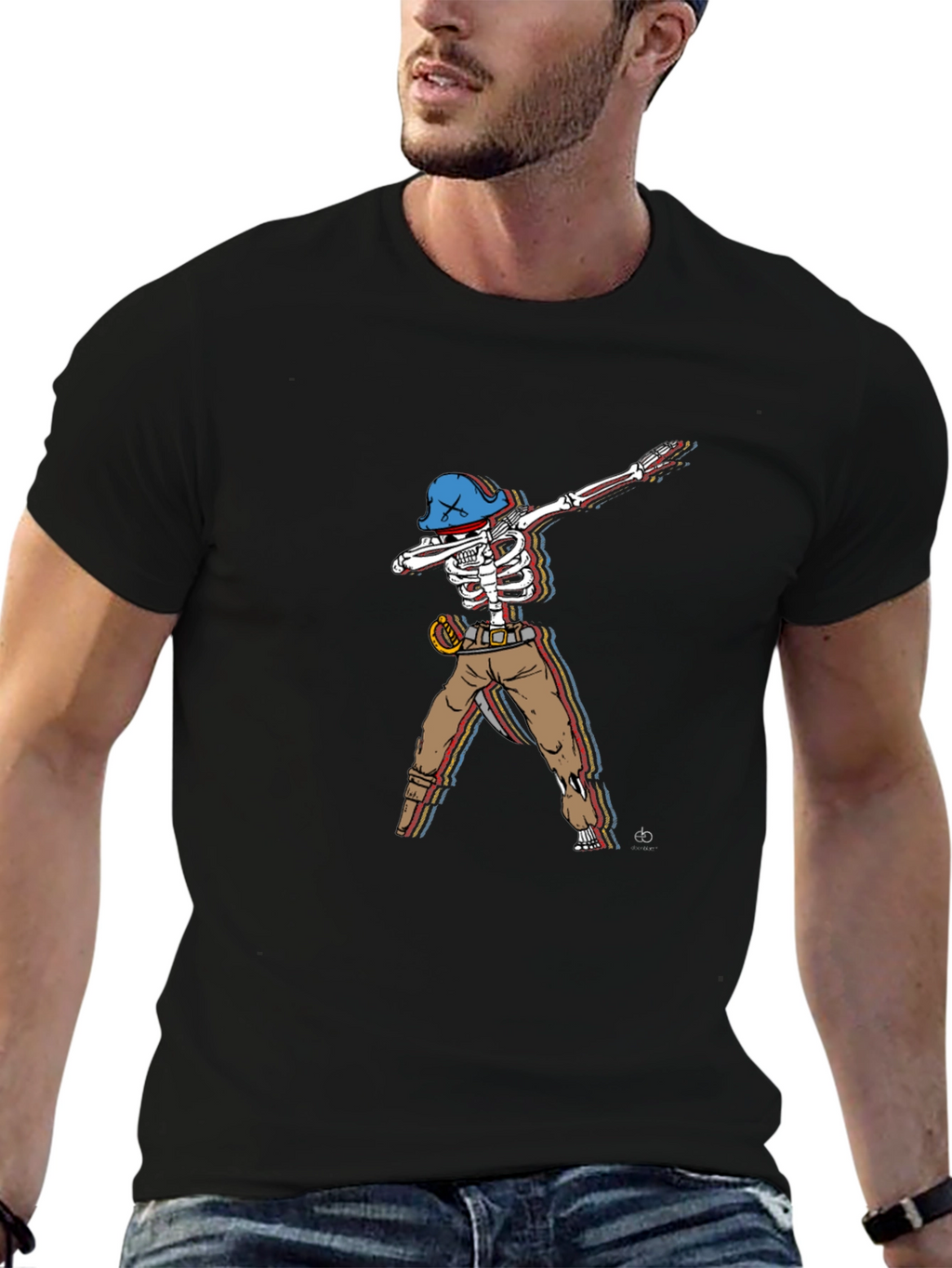 Dabbing Pirate Skeleton Graphic Tee