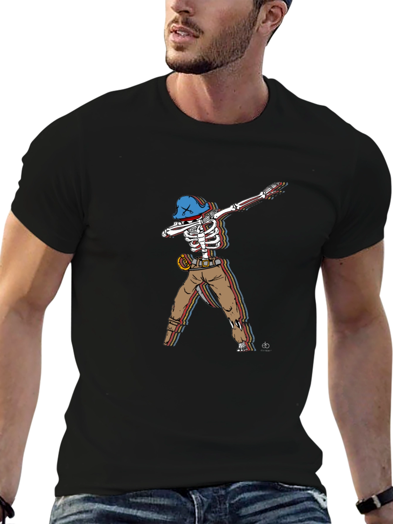 Dabbing Pirate Skeleton Graphic Tee