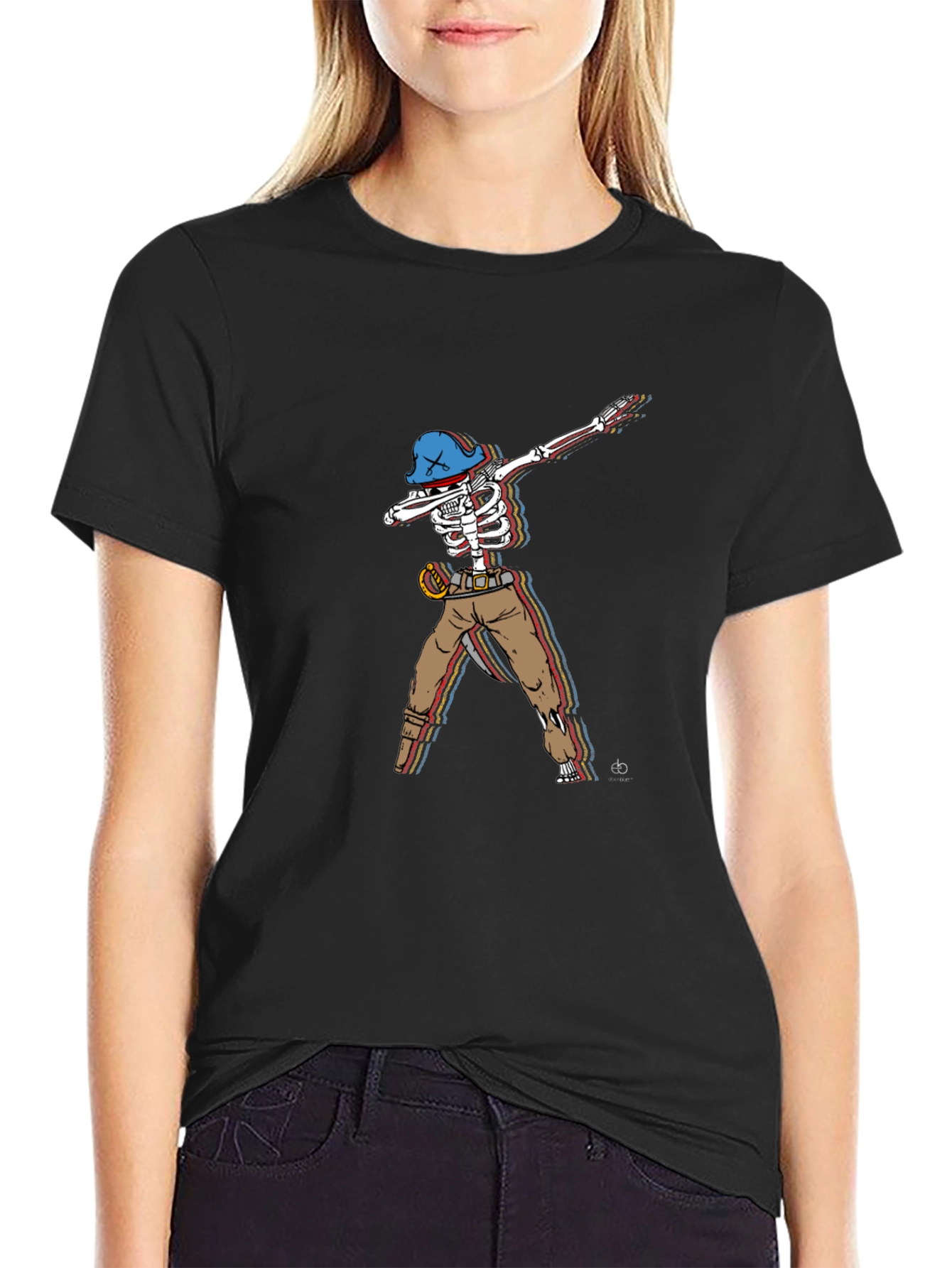 Dabbing Pirate Skeleton Graphic Tee