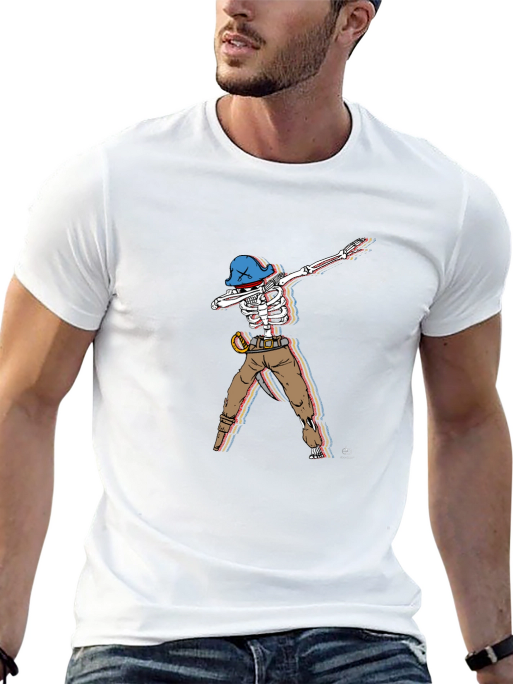 Dabbing Pirate Skeleton Graphic Tee