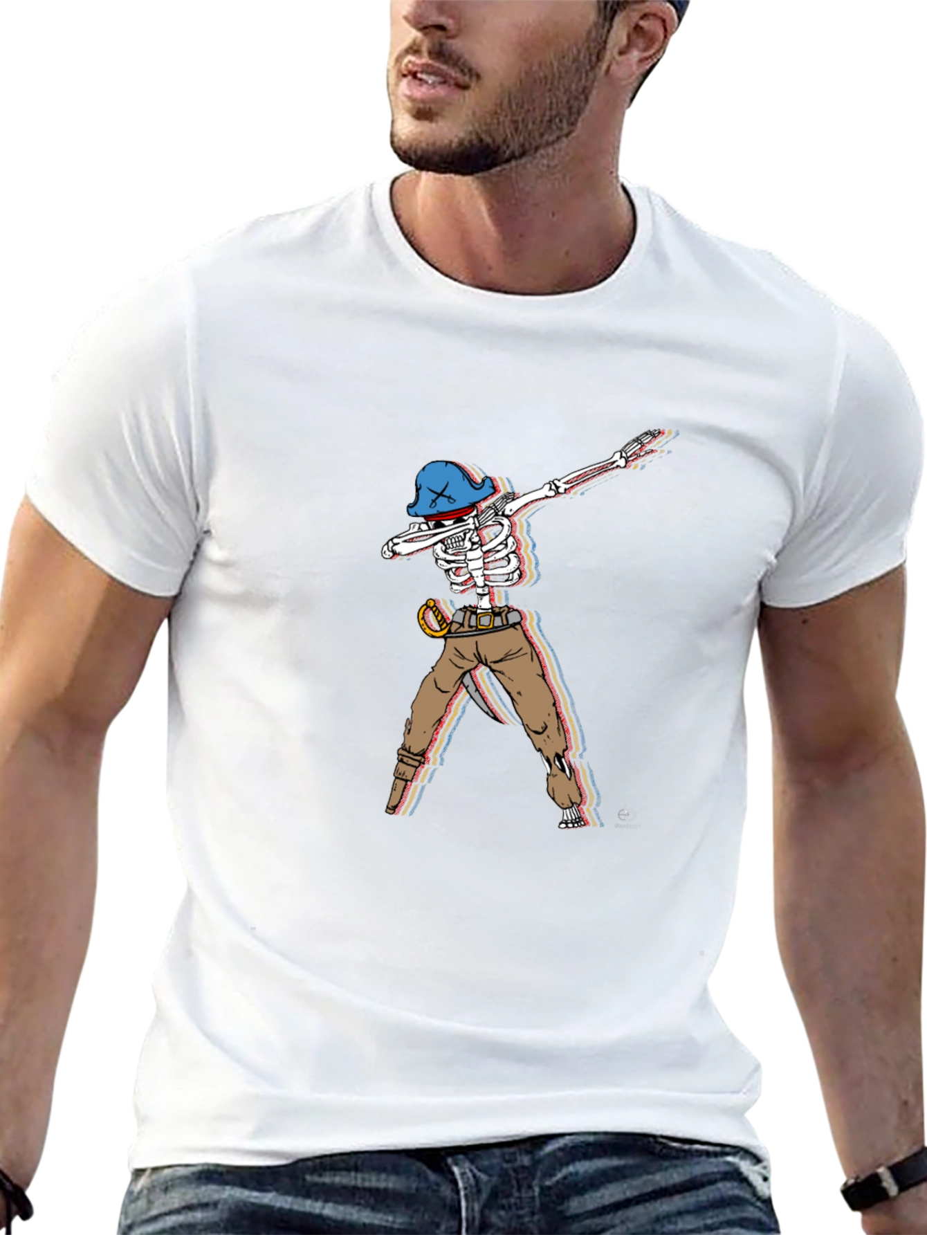 Dabbing Pirate Skeleton Graphic Tee