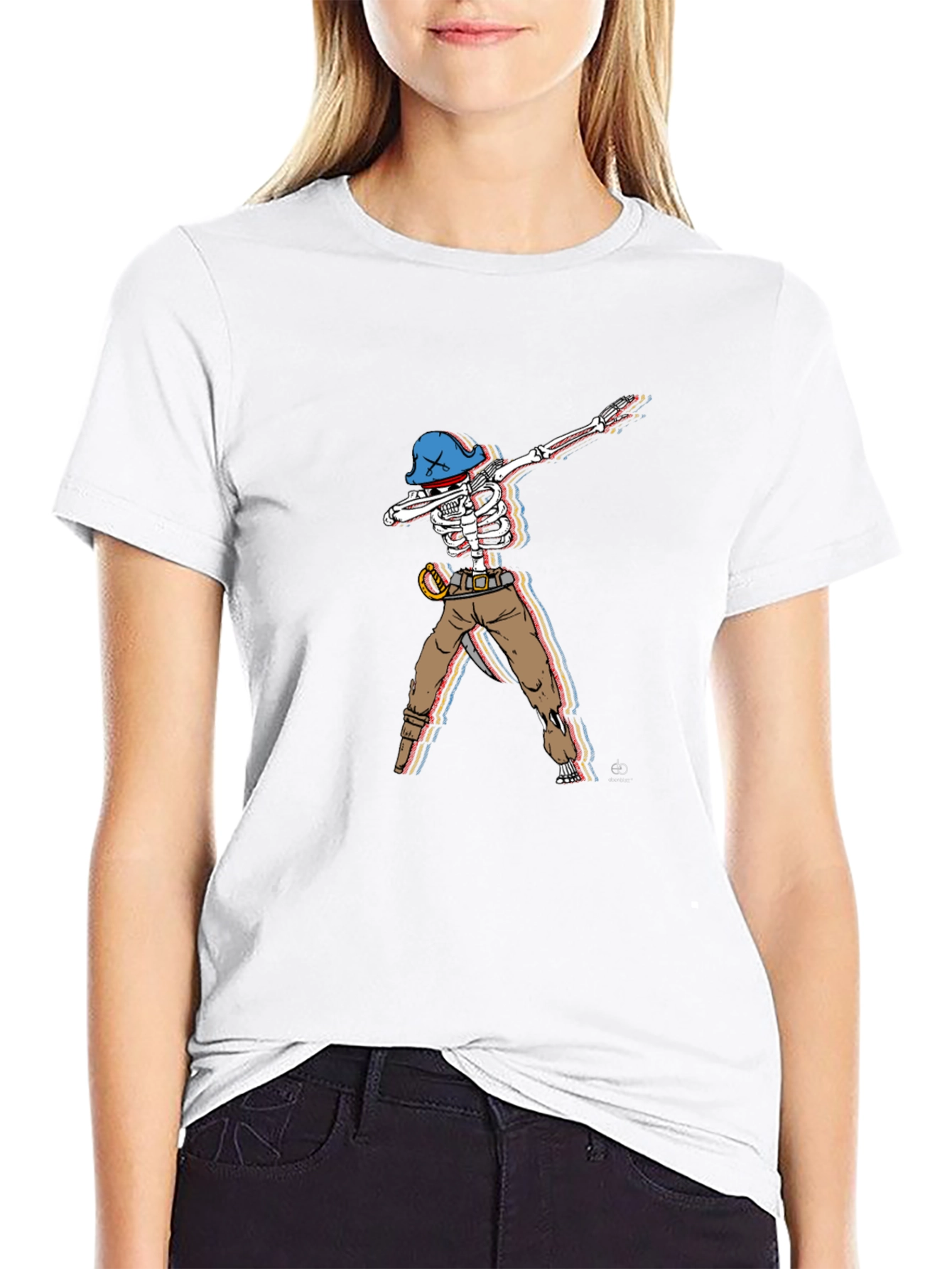 Dabbing Pirate Skeleton Graphic Tee