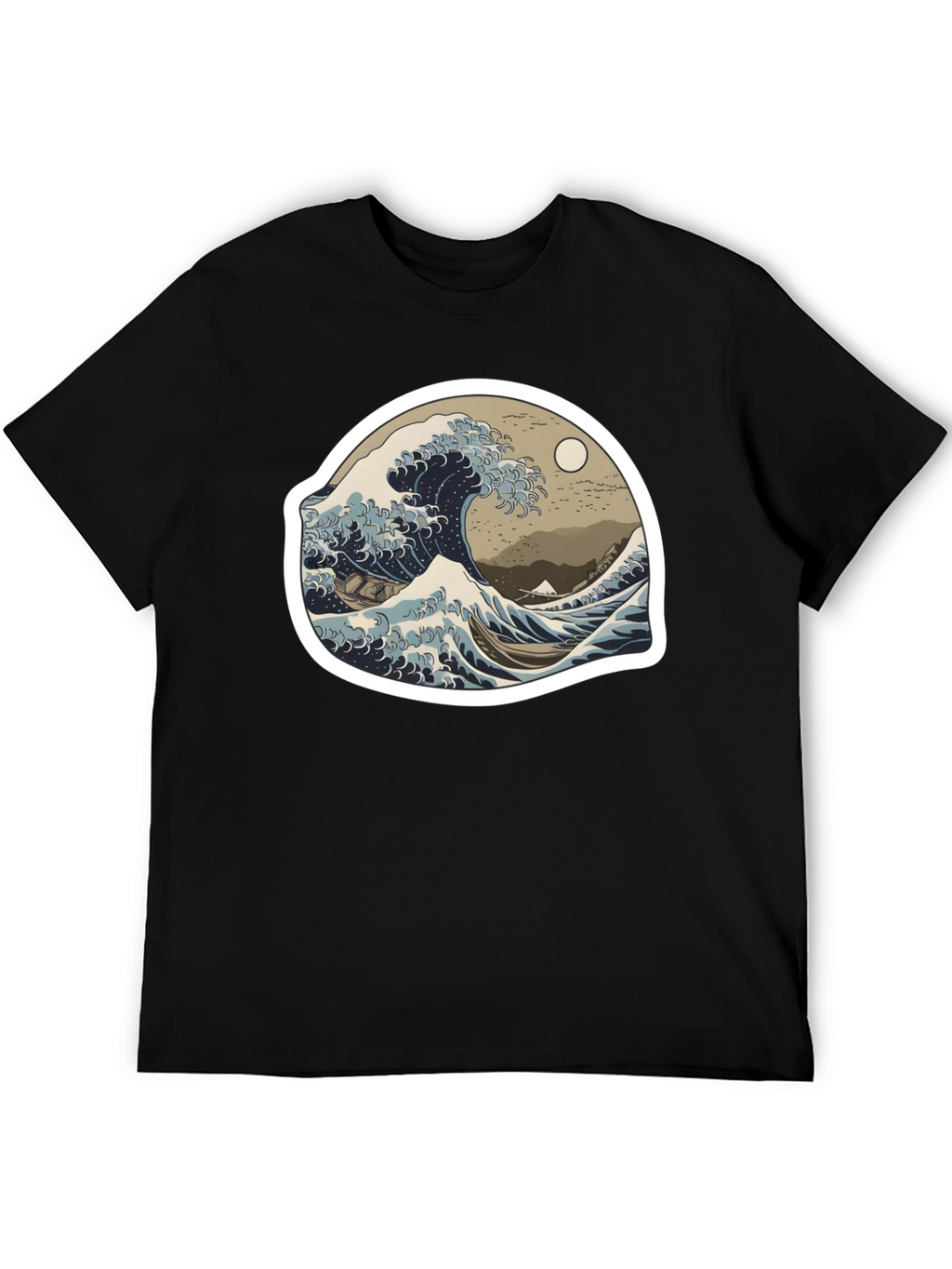 Great Wave Graphic Tee - Black Casual Style