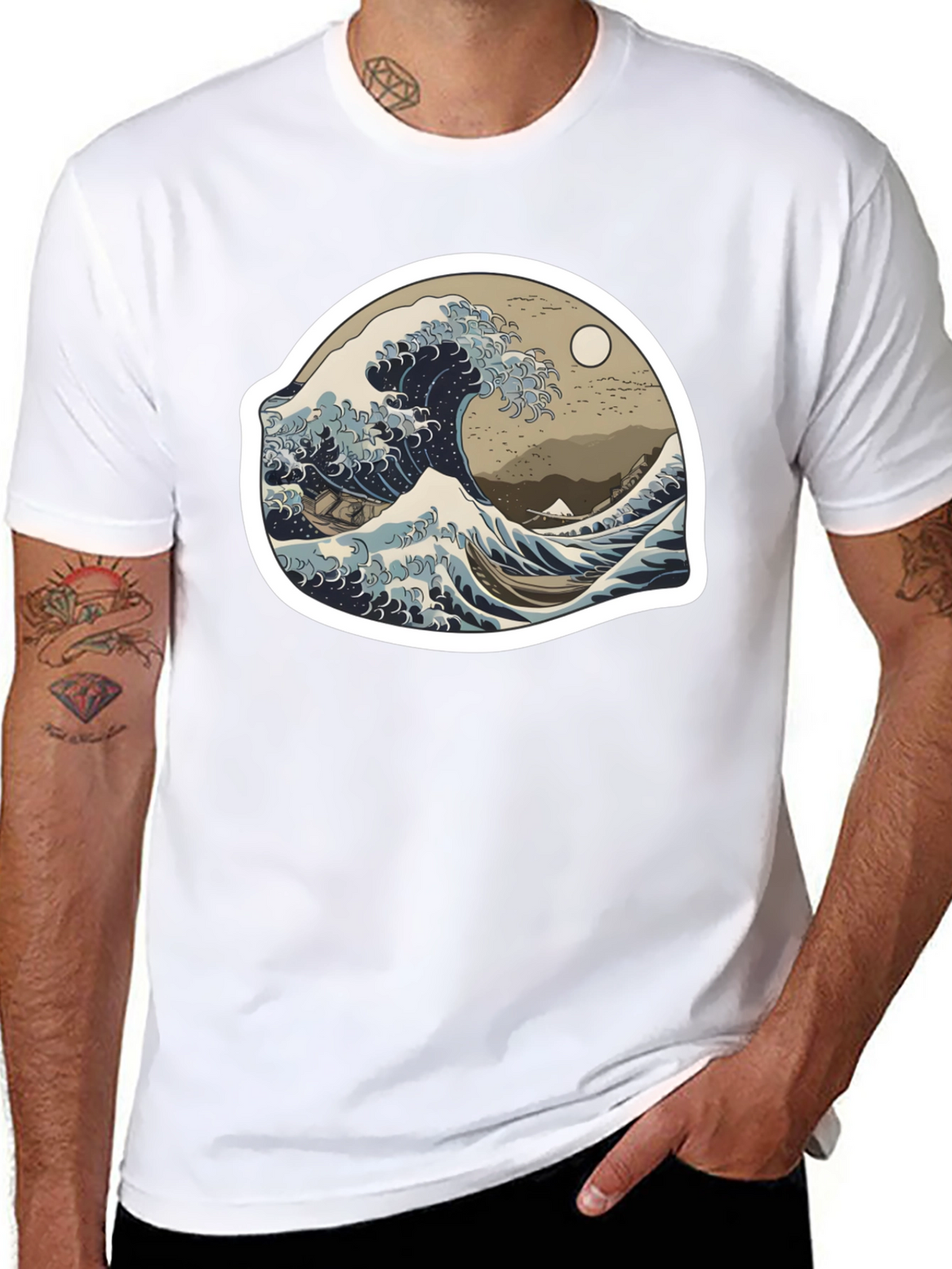 Great Wave Graphic Tee - Black Casual Style