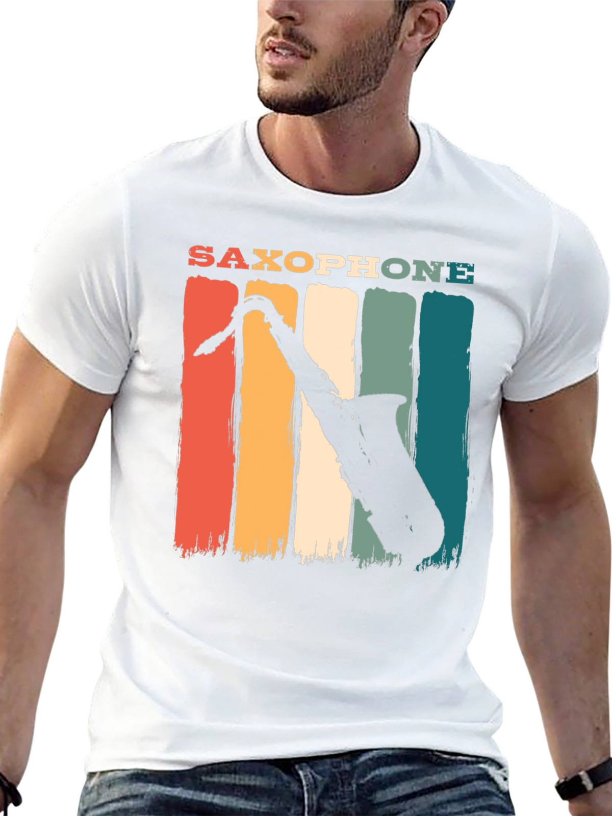 Retro Saxophone Graphic T-Shirt