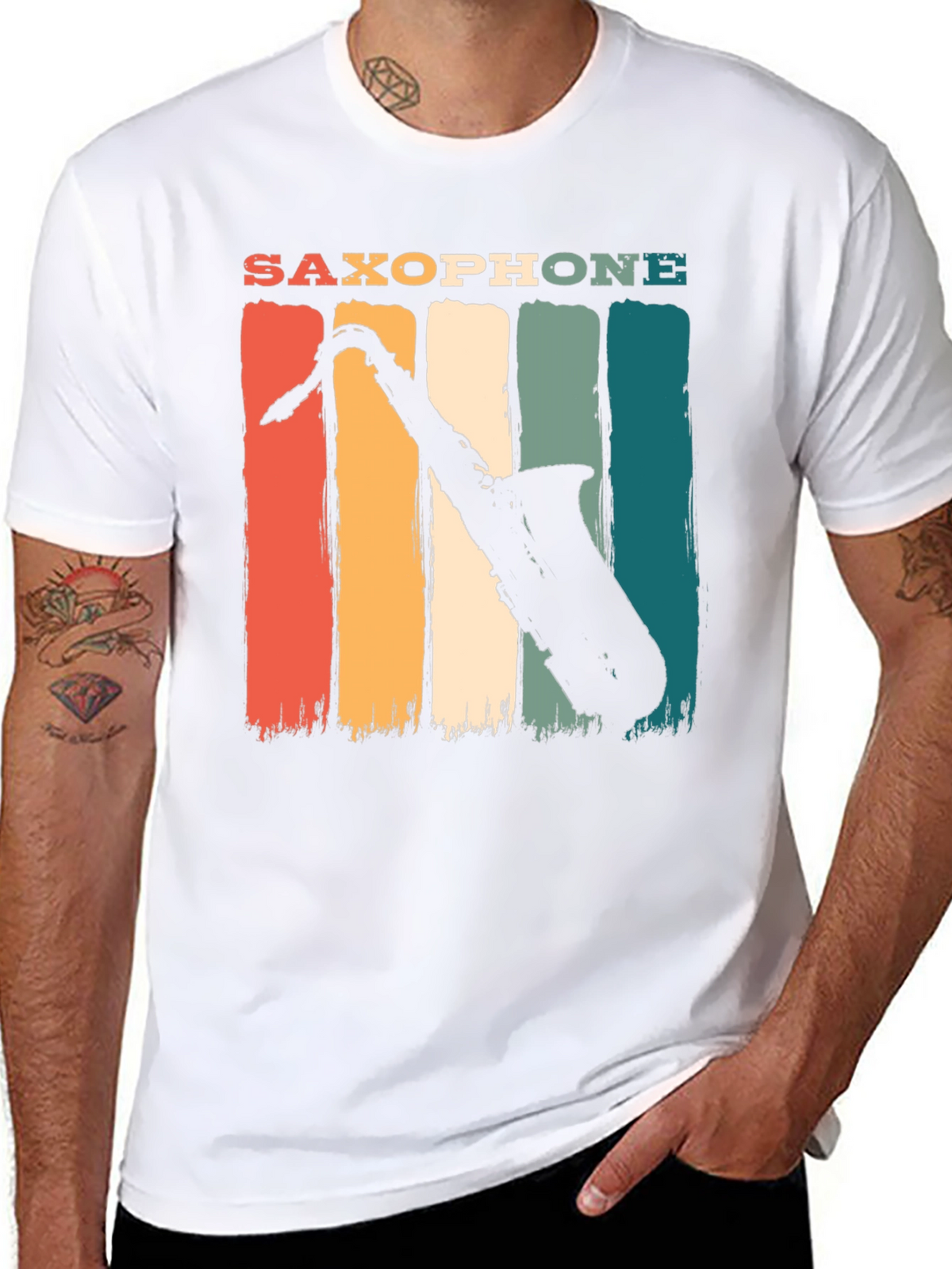 Retro Saxophone Graphic T-Shirt