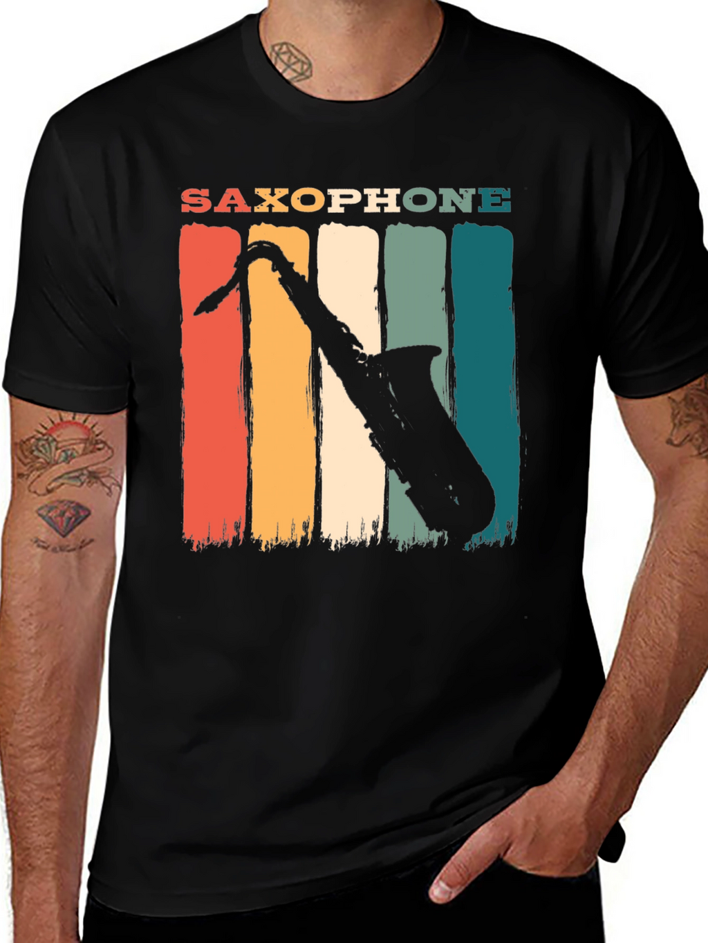Retro Saxophone Graphic T-Shirt