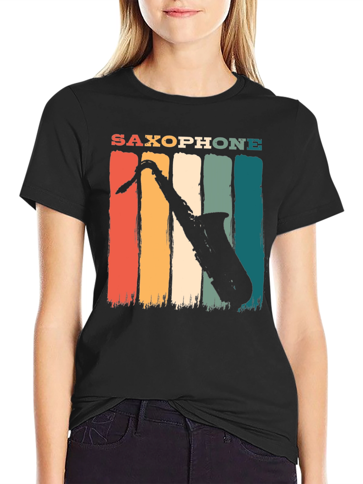 Retro Saxophone Graphic T-Shirt