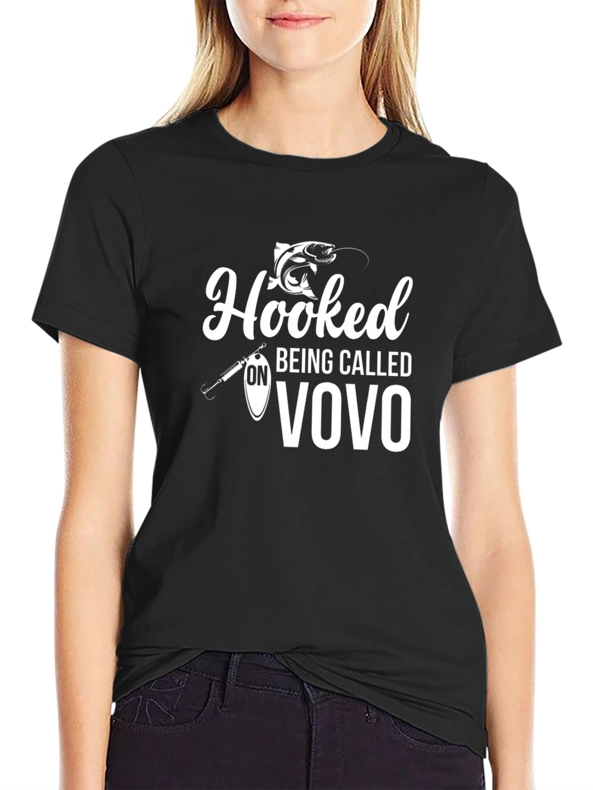 Hooked On Being Called Vovo Black T-Shirt