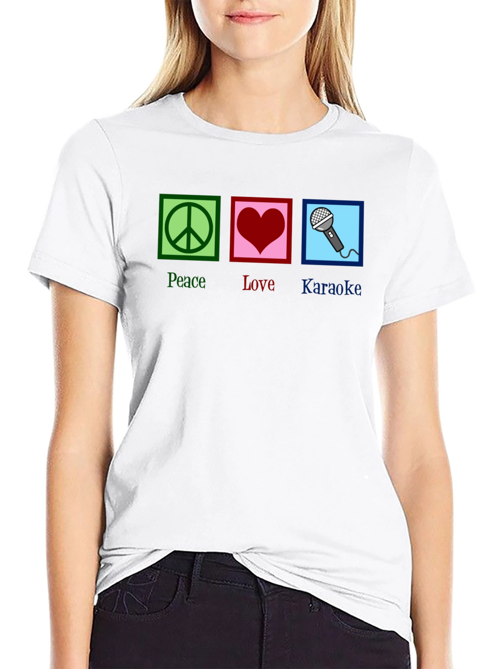 Peace Love Karaoke T-Shirt - Fun Graphic Tee