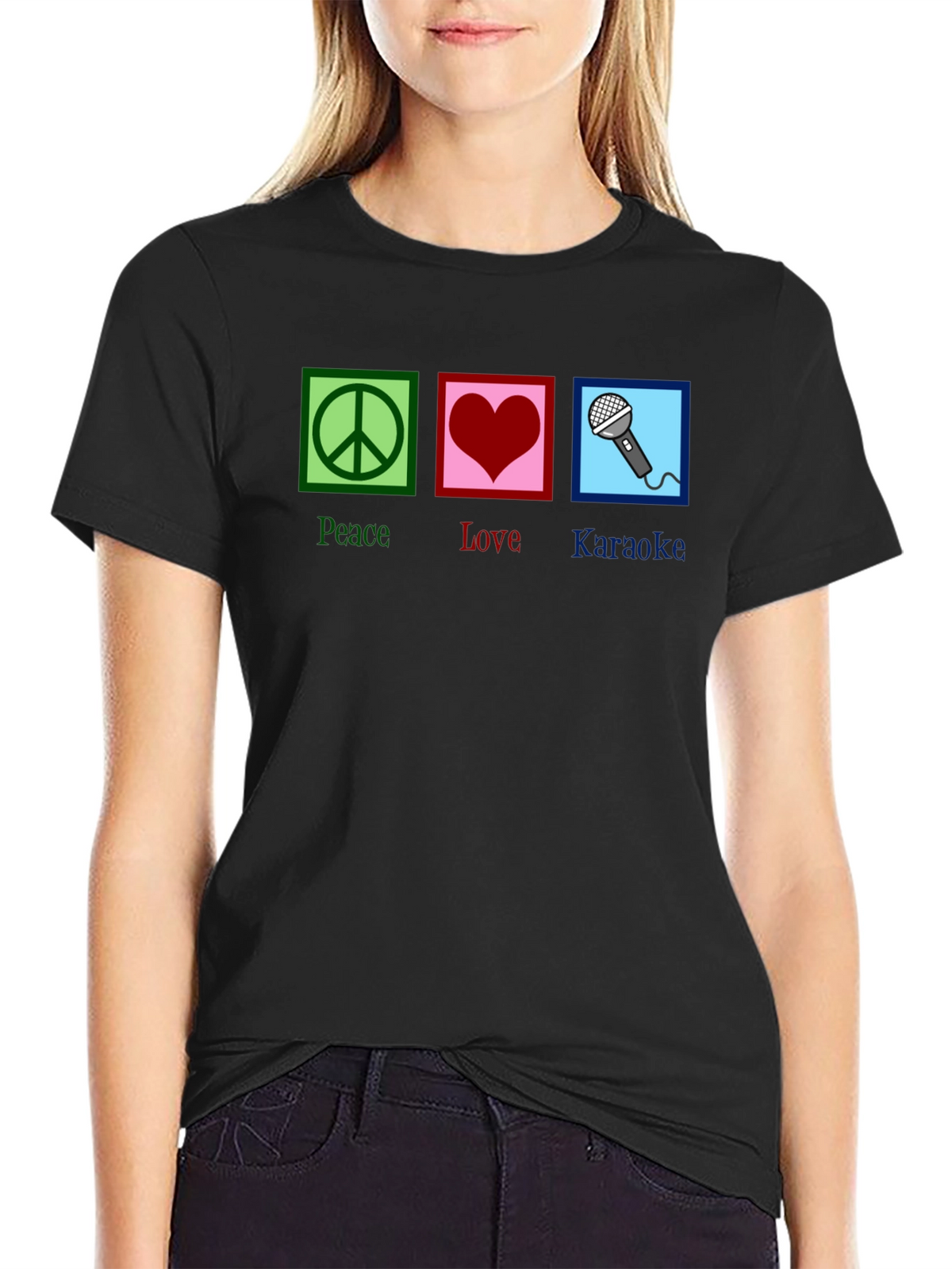 Peace Love Karaoke T-Shirt - Fun Graphic Tee