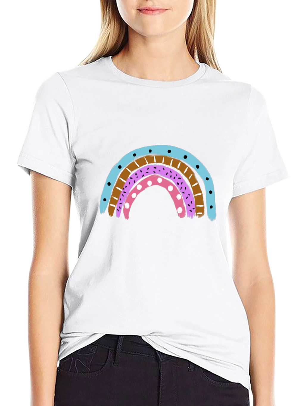 Rainbow Graphic Print Crew Neck T-Shirt