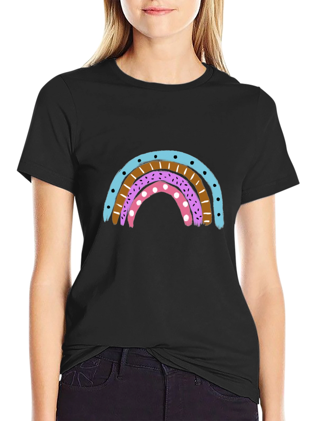 Rainbow Graphic Print Crew Neck T-Shirt