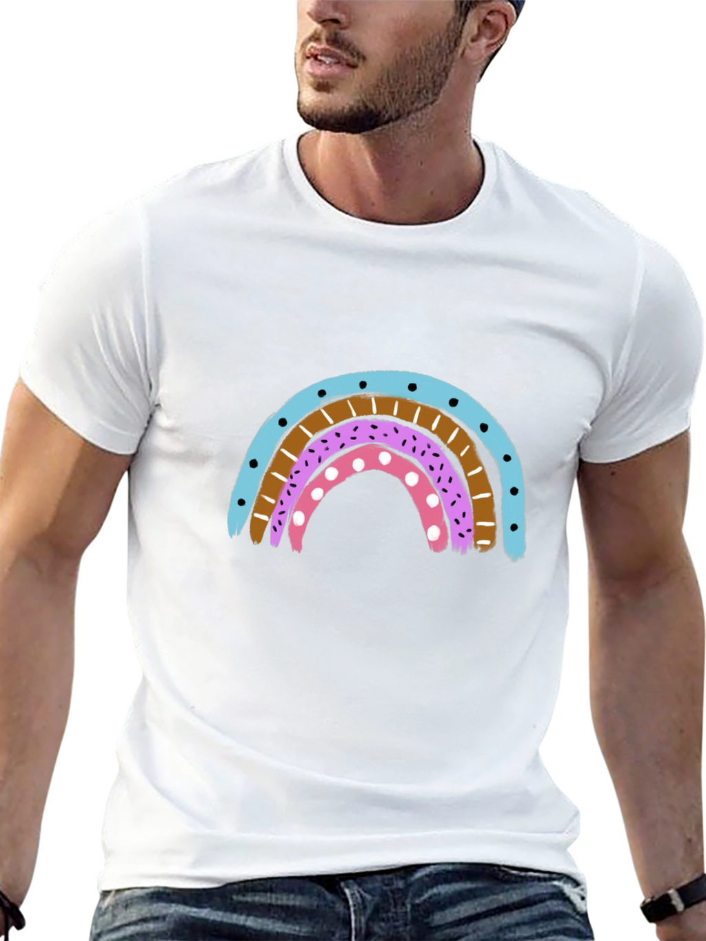 Rainbow Graphic Print Crew Neck T-Shirt