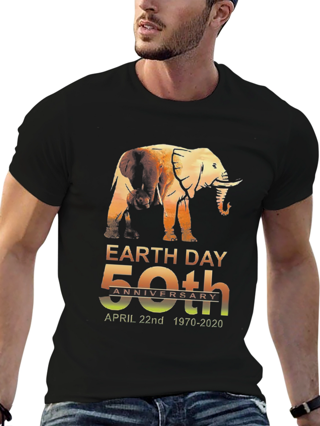 Earth Day 50th Anniversary Elephant Graphic T-Shirt