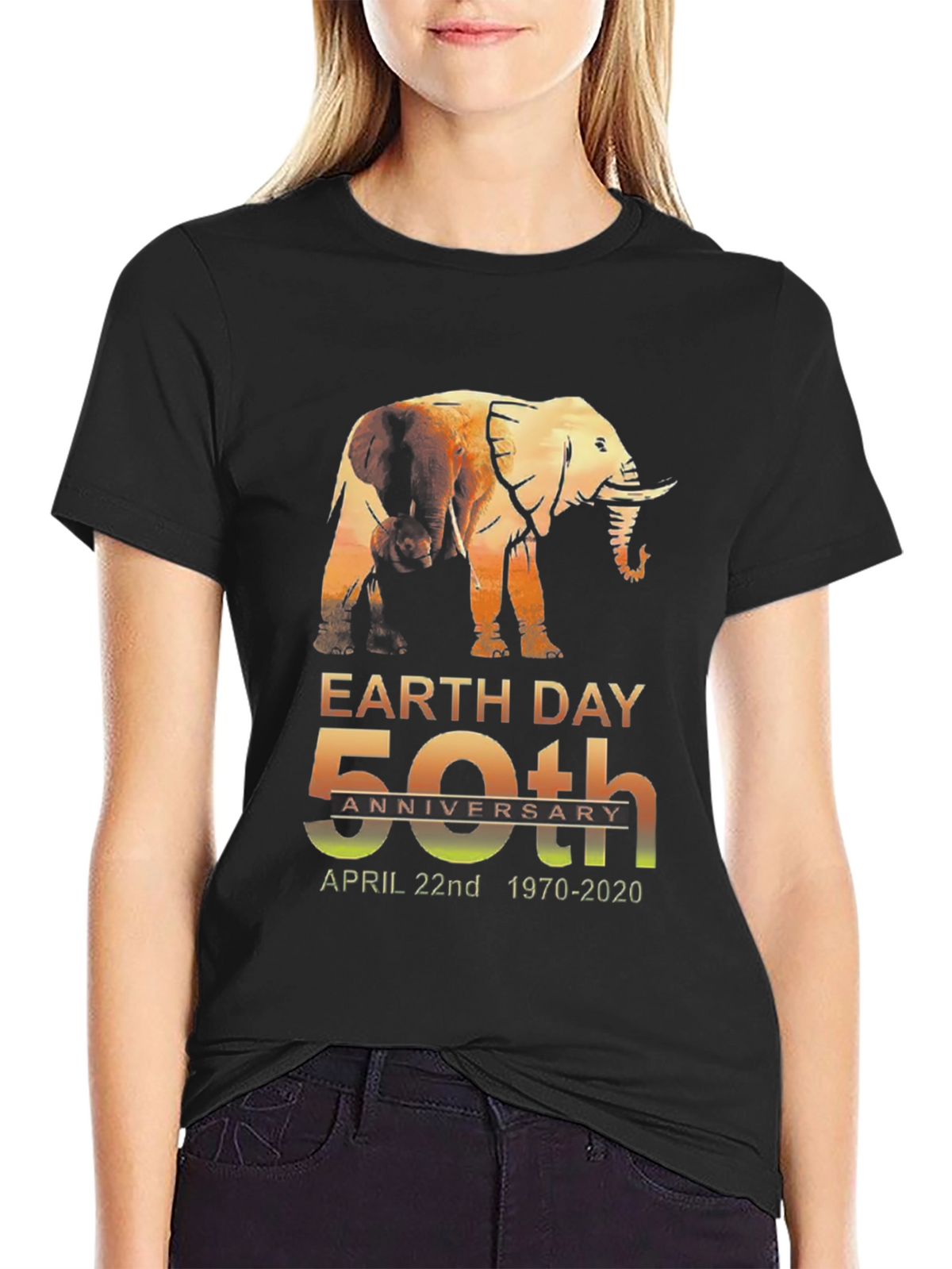 Earth Day 50th Anniversary Elephant Graphic T-Shirt