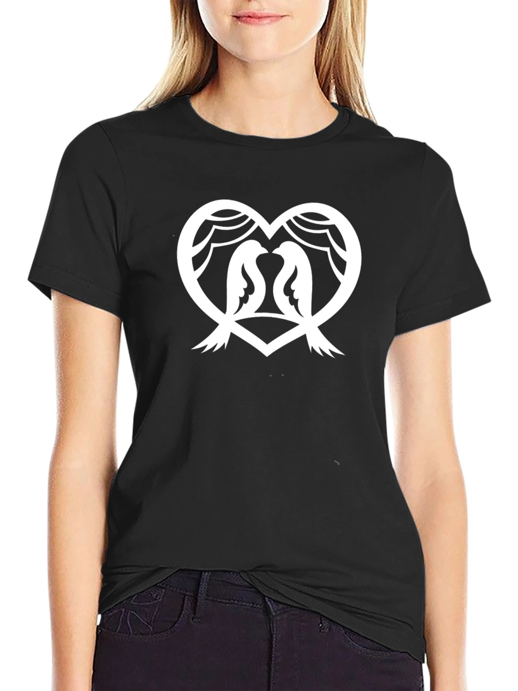 Love Birds Graphic Tee - Stylish Black T-Shirt