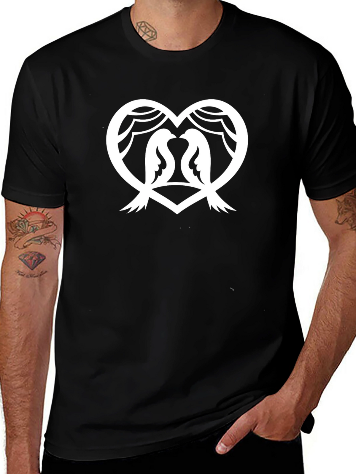 Love Birds Graphic Tee - Stylish Black T-Shirt