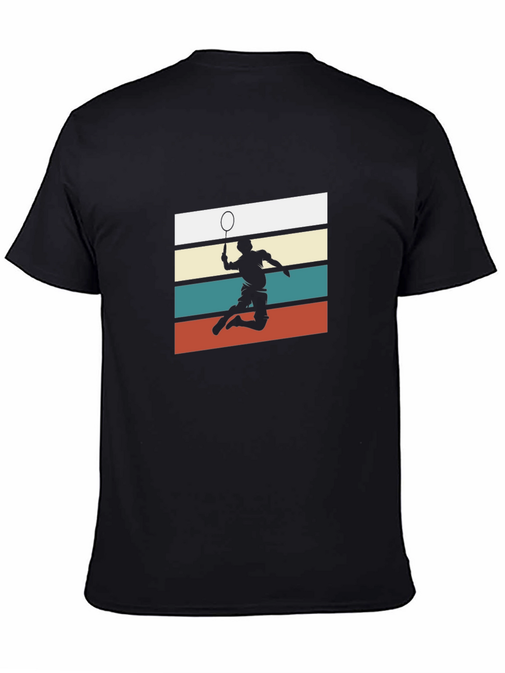 Retro Badminton Player Graphic Tee - Black