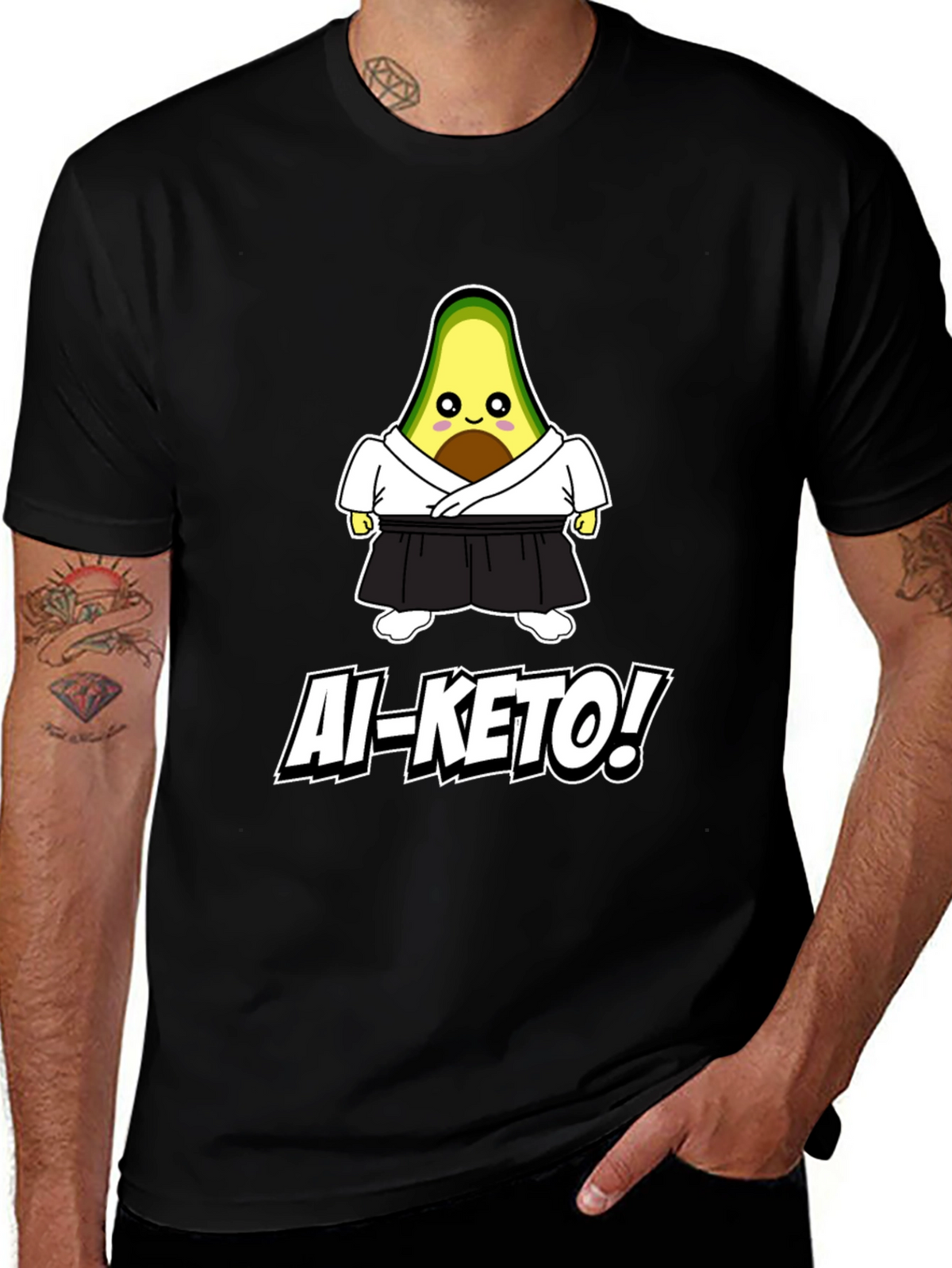 Ai-Keto Avocado Martial Arts Black T-Shirt