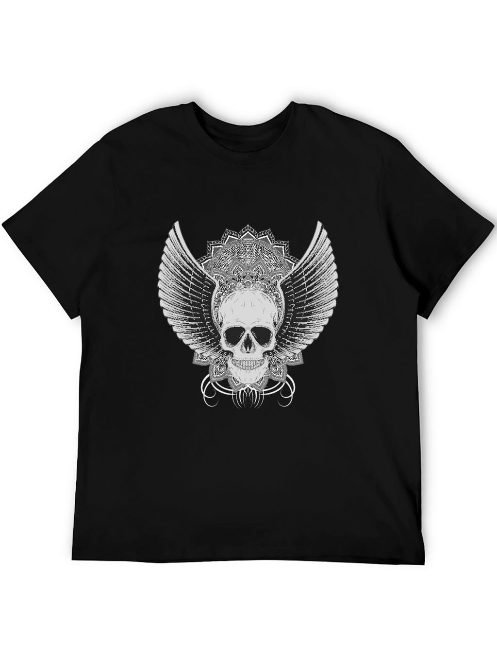Winged Skull Graphic Tee - Black