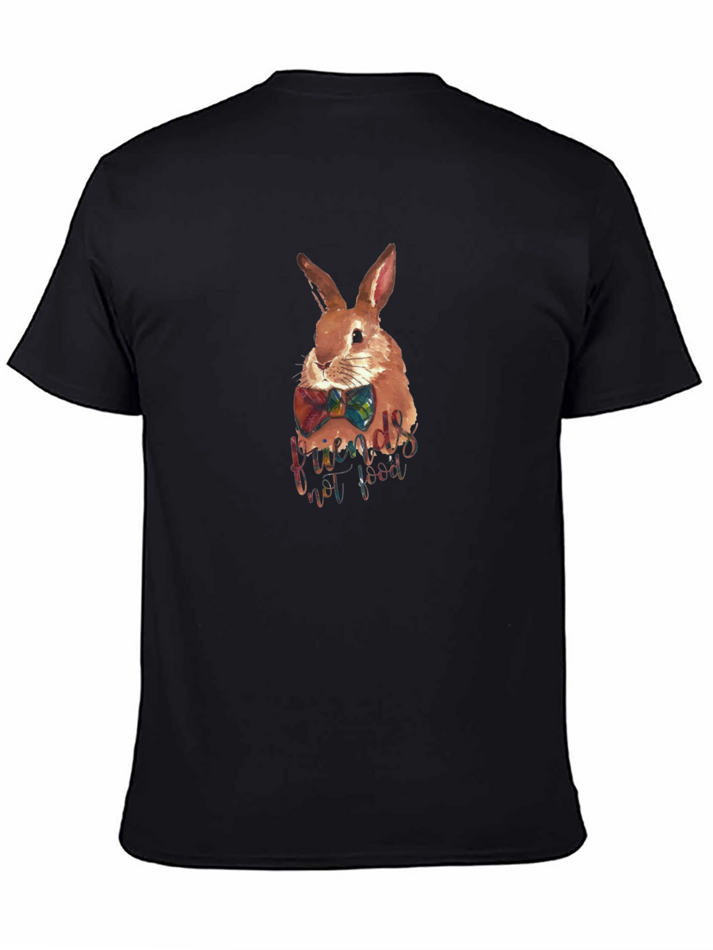 Rabbit Friends Not Food Black T-Shirt