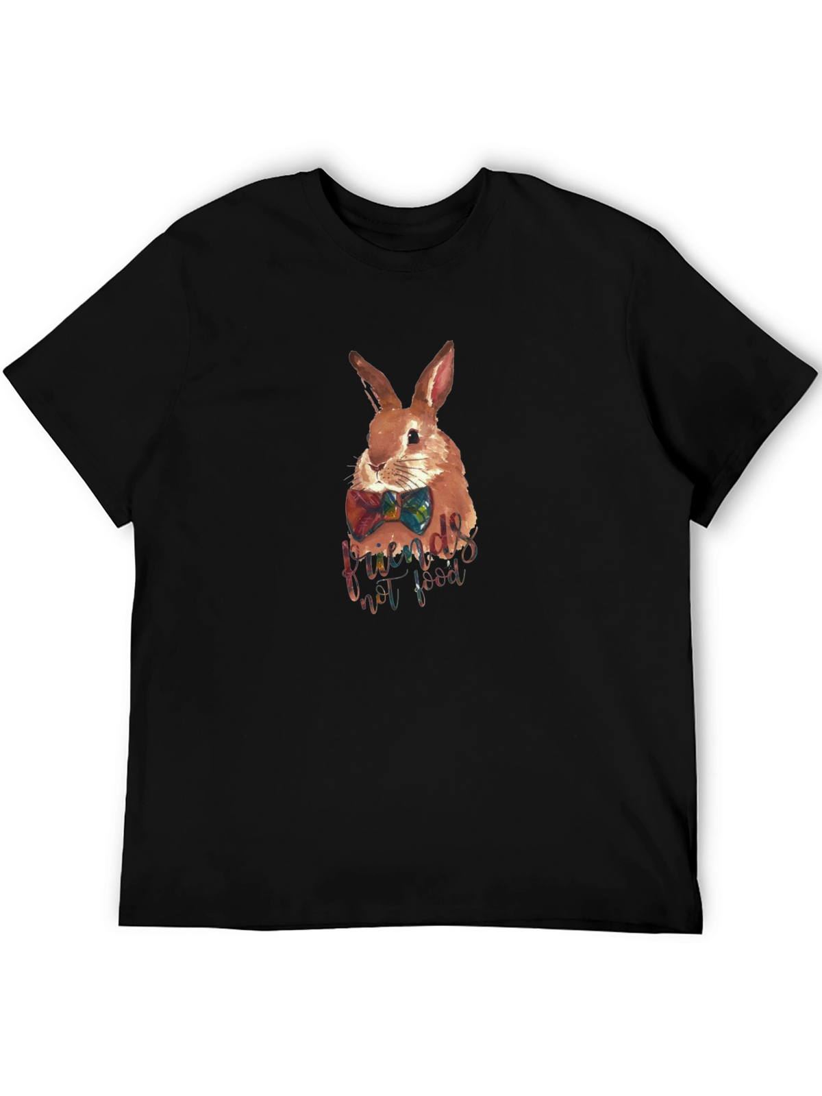 Rabbit Friends Not Food Black T-Shirt