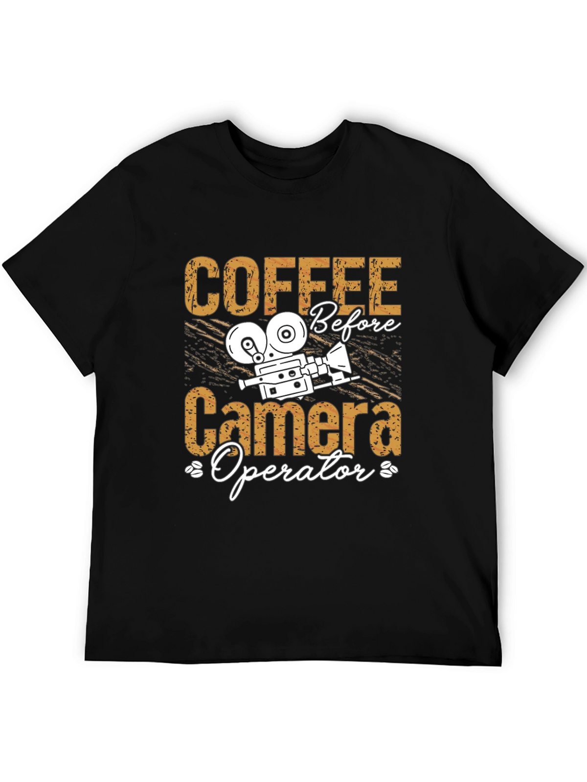Coffee Before Camera Operator Black Graphic Tee