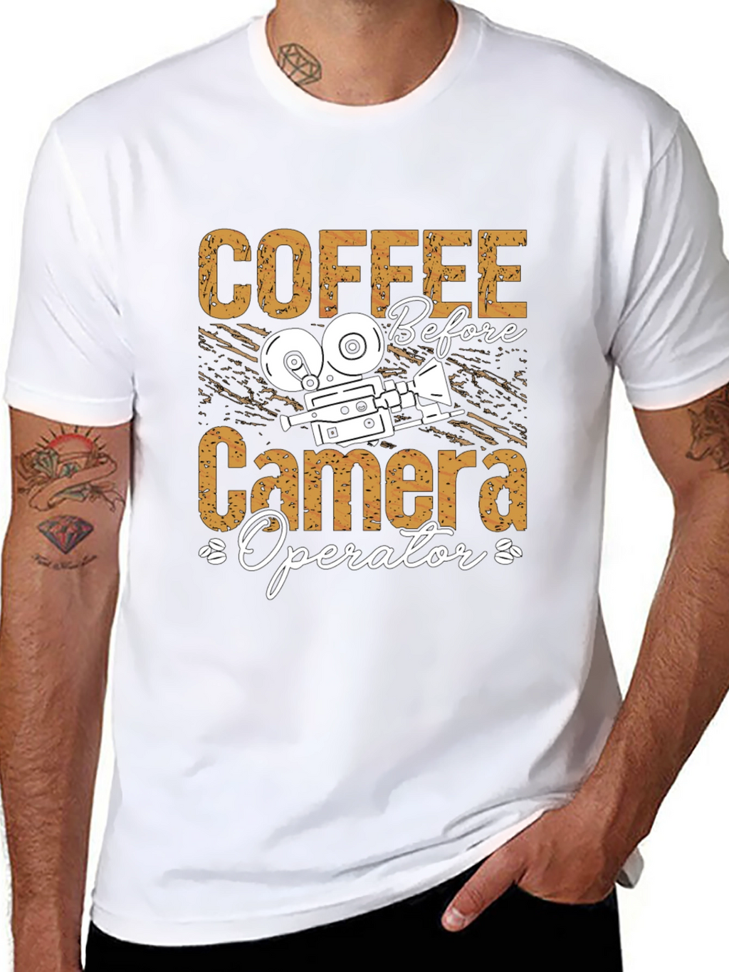 Coffee Before Camera Operator Black Graphic Tee