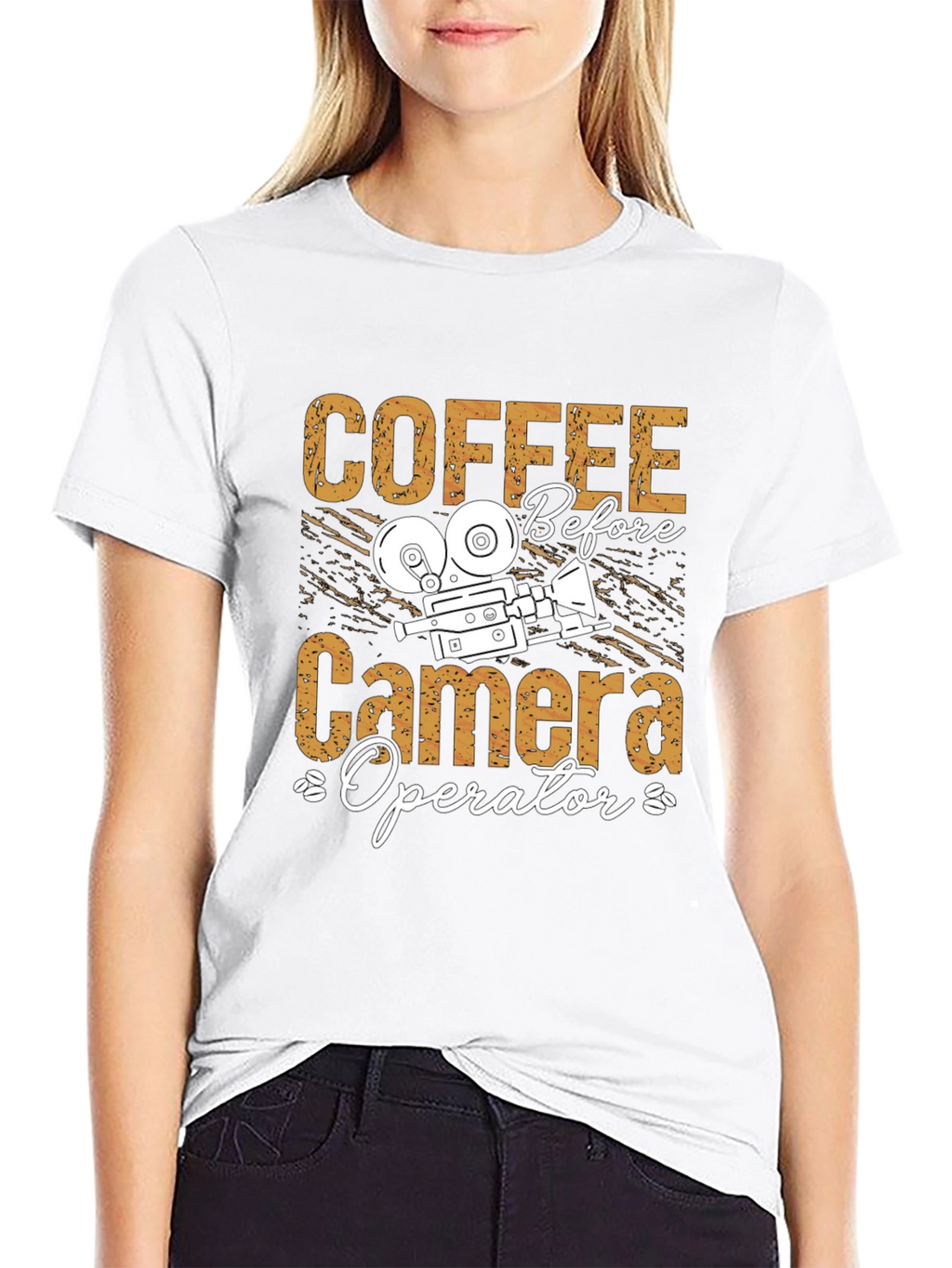 Coffee Before Camera Operator Black Graphic Tee