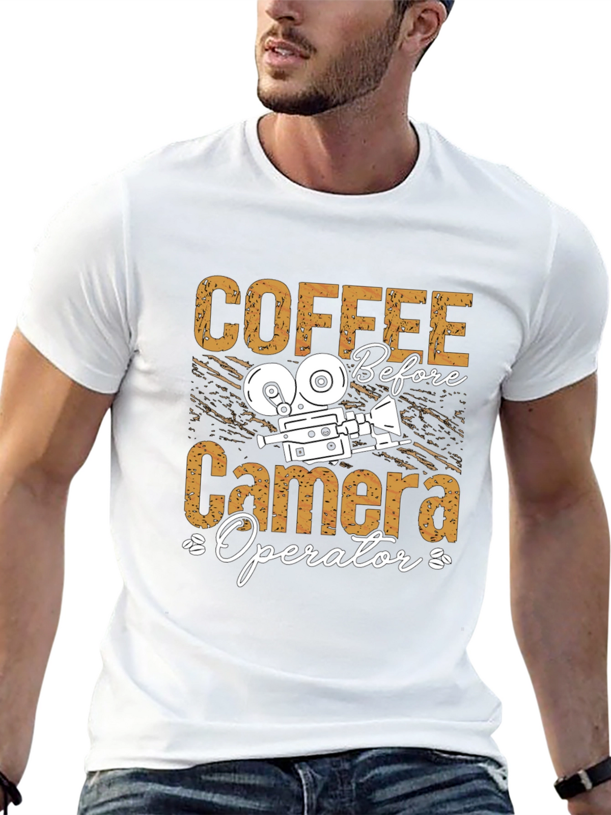 Coffee Before Camera Operator Black Graphic Tee