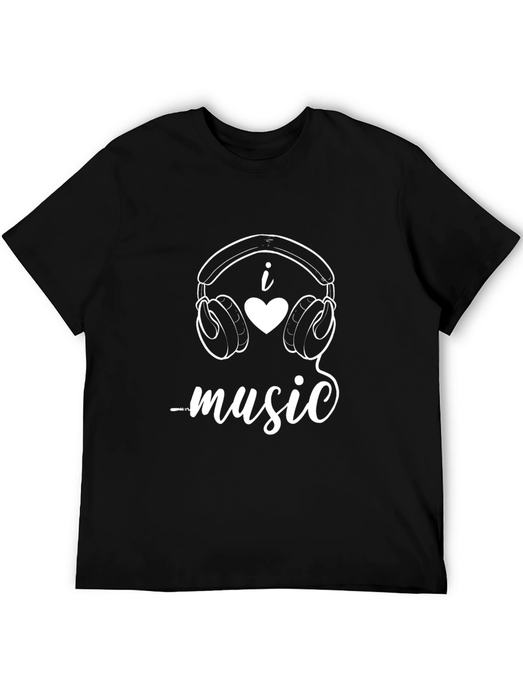 I Love Music Black Graphic Tee Shirt