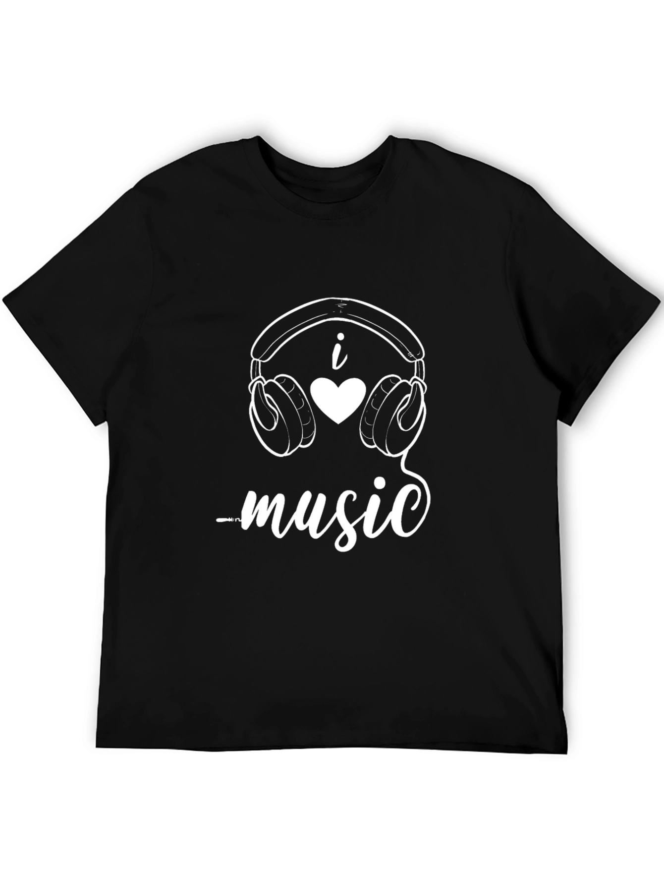 I Love Music Black Graphic Tee Shirt