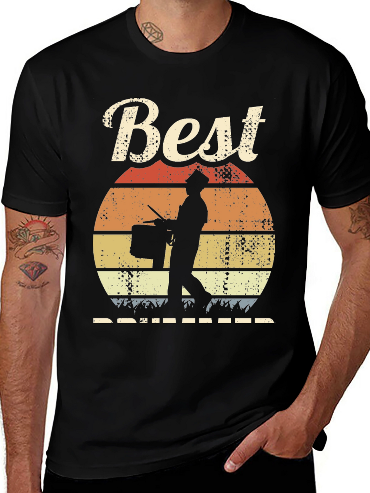 Best Drummer Sunset T-Shirt - Musician Gift