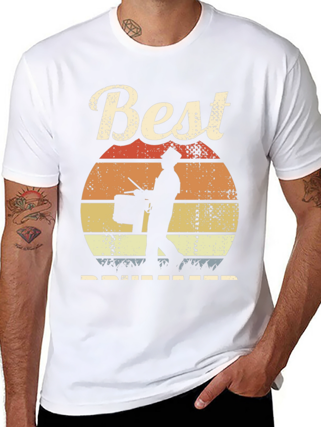 Best Drummer Sunset T-Shirt - Musician Gift