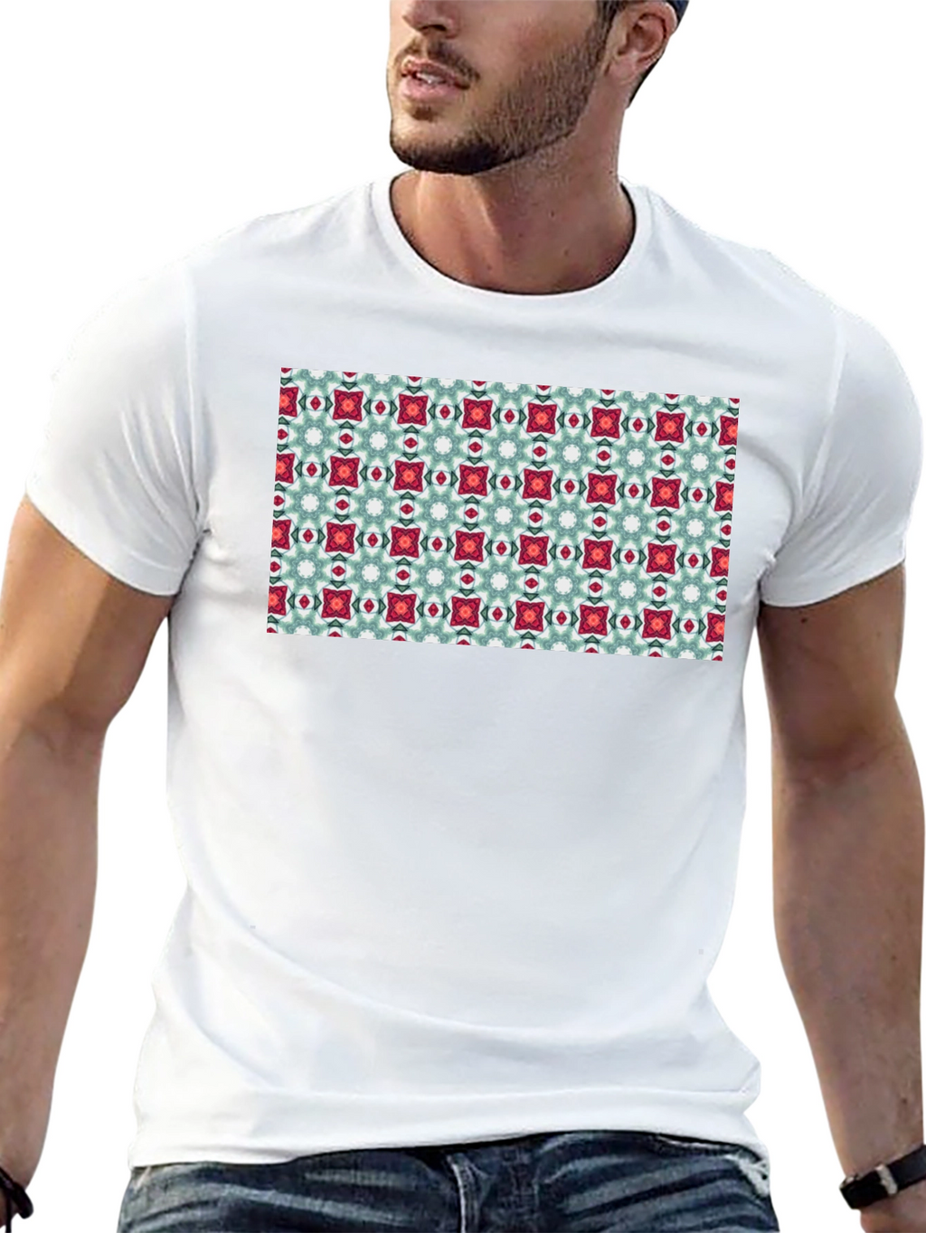 Pattern Print Black T-Shirt