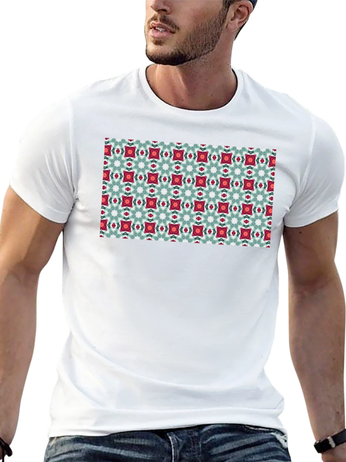 Pattern Print Black T-Shirt