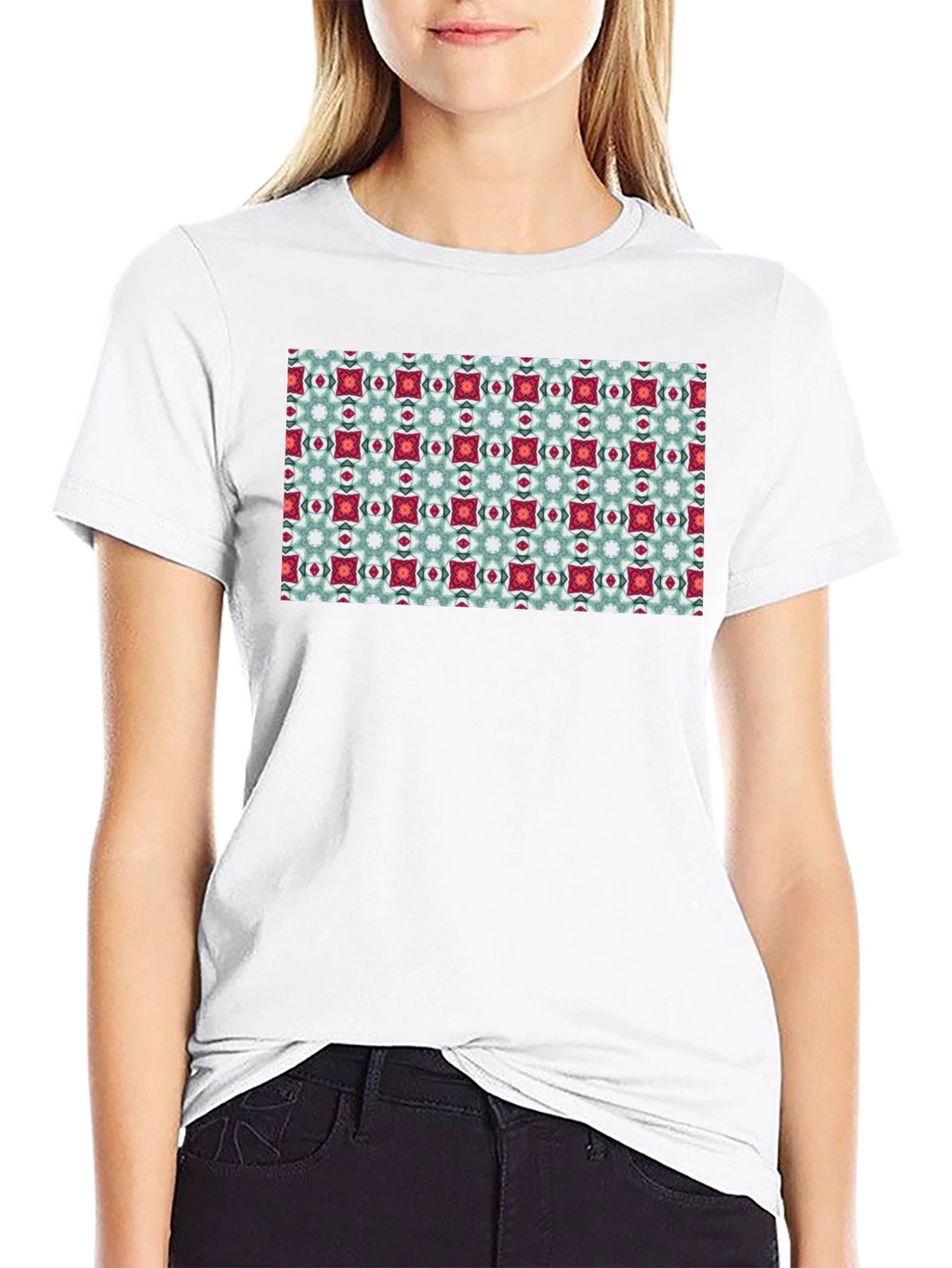 Pattern Print Black T-Shirt