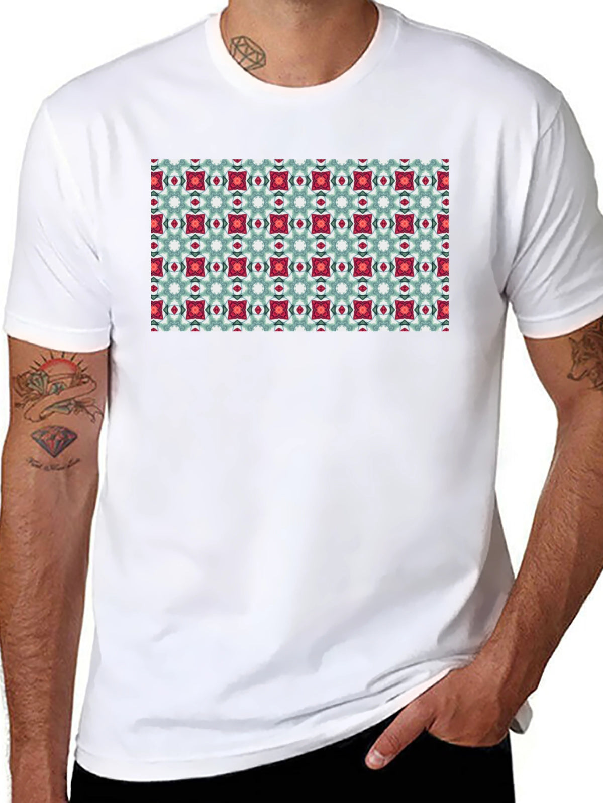 Pattern Print Black T-Shirt