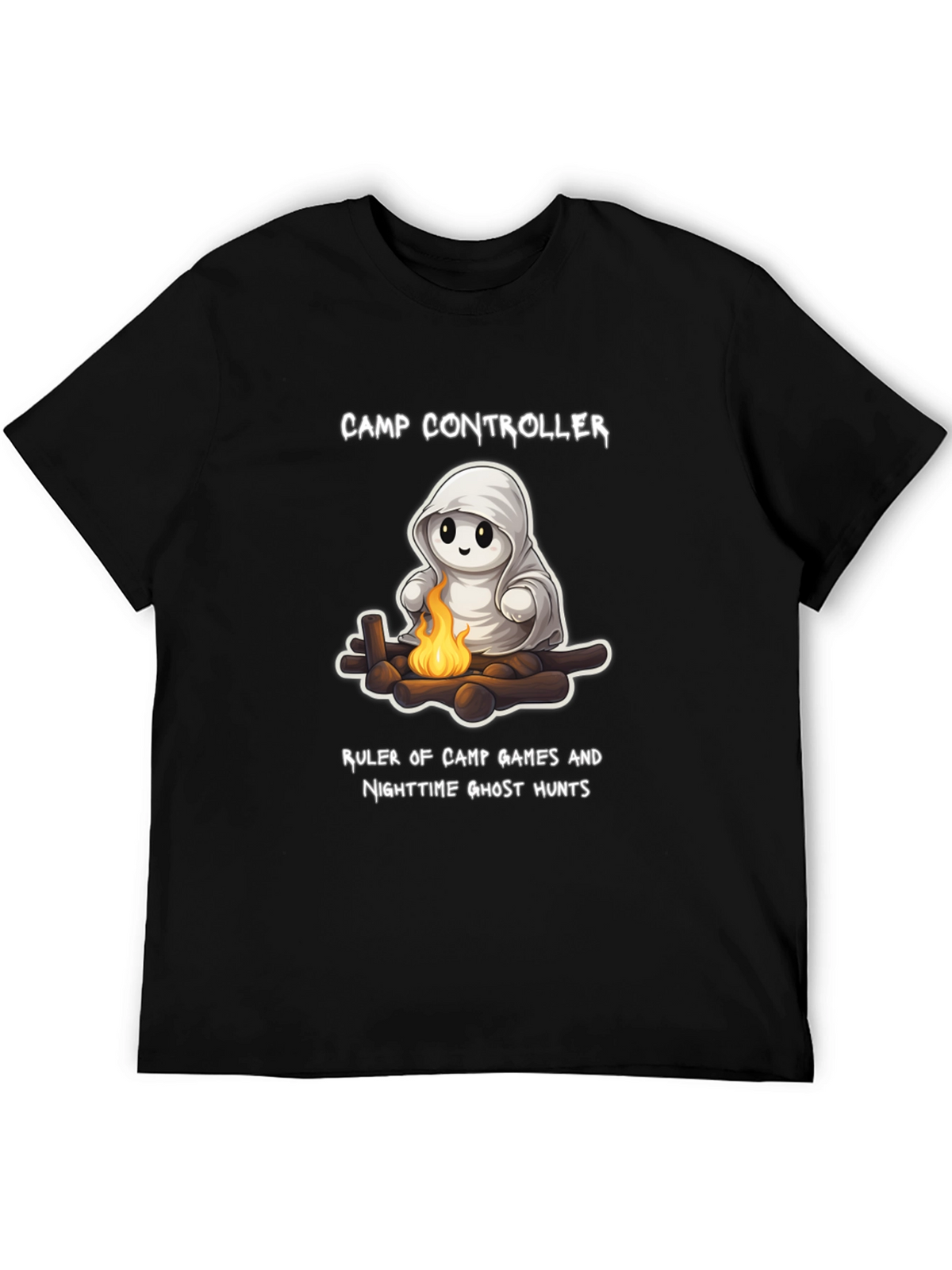 Camp Controller T-Shirt - Cute Ghost Campfire Tee